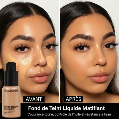 PECOLOVERS Matte Finish Liquid Foundation - Oil-Control, Waterproof, Full Coverage Concealer for All Skin Tones